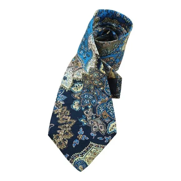 SANTOSTEFANO Blue Paisley Silk Tie ITALY 60”/ 4” EC